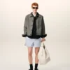 Veste boutonnée Ami de Coeur en cuir de chèvre gris
