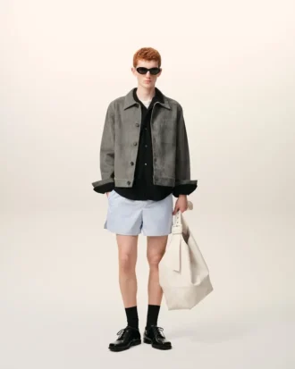 Veste boutonnée Ami de Coeur en cuir de chèvre gris