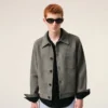Veste boutonnée Ami de Coeur en cuir de chèvre gris