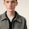 Veste boutonnée Ami de Coeur en cuir de chèvre gris