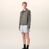 Veste boutonnée Ami de Coeur en cuir de chèvre gris