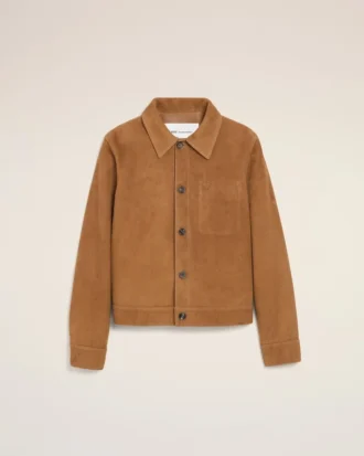 Veste boutonnée Ami de Coeur en cuir de chèvre marron