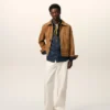 Veste boutonnée Ami de Coeur en cuir de chèvre marron