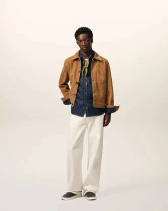 Veste boutonnée Ami de Coeur en cuir de chèvre marron