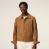 Veste boutonnée Ami de Coeur en cuir de chèvre marron