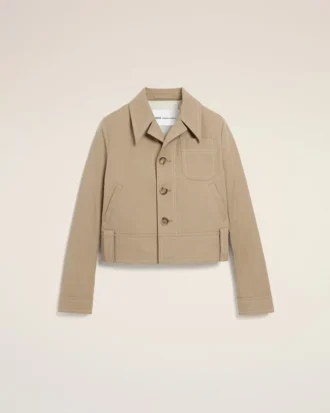 Veste boutonnée en coton beige