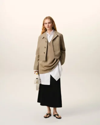 Veste boutonnée en coton beige