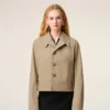 Veste boutonnée en coton beige