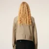 Veste boutonnée en coton beige