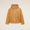 Veste à capuche en cuir de vachette jaune