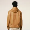 Veste à capuche en cuir de vachette jaune