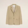 Veste carrée à simple boutonnage en laine vierge beige