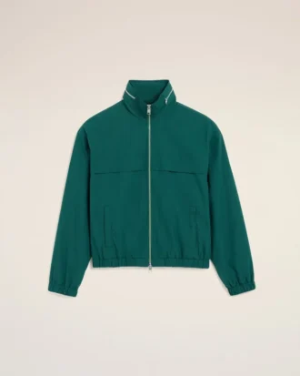 Veste coupe-vent en toile de coton et nylon verte