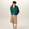 Veste coupe-vent en toile de coton et nylon verte