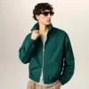 Veste coupe-vent en toile de coton et nylon verte