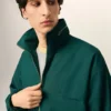 Veste coupe-vent en toile de coton et nylon verte