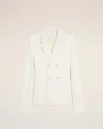 Veste croisée en lin blanc