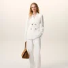 Veste croisée en lin blanc