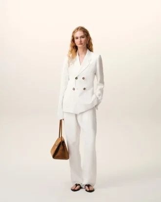 Veste croisée en lin blanc