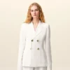 Veste croisée en lin blanc