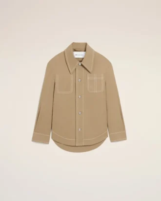 Veste de travail boutonnée en coton beige