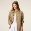 Veste de travail boutonnée en coton beige