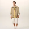 Veste de travail boutonnée en coton beige