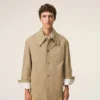 Veste de travail boutonnée en coton beige