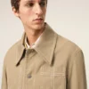 Veste de travail boutonnée en coton beige