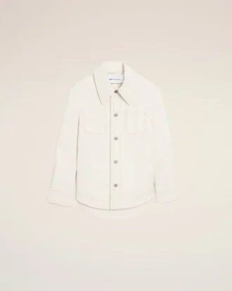 Veste de travail boutonnée en coton blanc