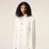 Veste de travail boutonnée en coton blanc