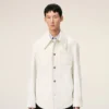 Veste de travail boutonnée en coton blanc