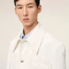 Veste de travail boutonnée en coton blanc