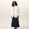 Veste de travail boutonnée en coton blanc