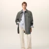 Veste de travail en laine vierge grise