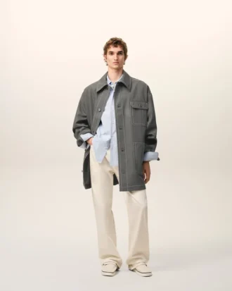 Veste de travail en laine vierge grise