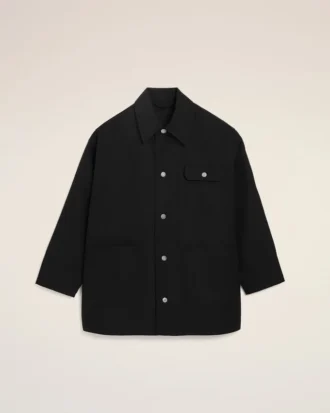 Veste de travail en laine vierge noire