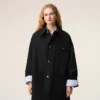 Veste de travail en laine vierge noire