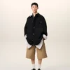 Veste de travail en laine vierge noire