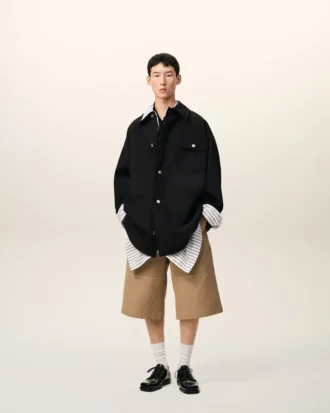 Veste de travail en laine vierge noire