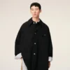 Veste de travail en laine vierge noire