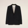 Veste droite carrée en laine vierge noire