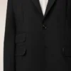 Veste droite carrée en laine vierge noire