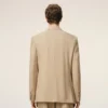 Veste droite à double boutonnage en laine vierge beige