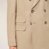 Veste droite à double boutonnage en laine vierge beige