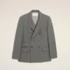 Veste droite à double boutonnage en laine vierge grise