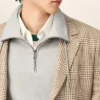 Veste droite en laine marron à motif Prince de Galles