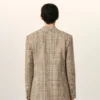 Veste droite en laine marron à motif Prince de Galles