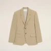 Veste droite à simple boutonnage en laine vierge beige