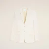 Veste droite à simple boutonnage en lin mélangé blanc